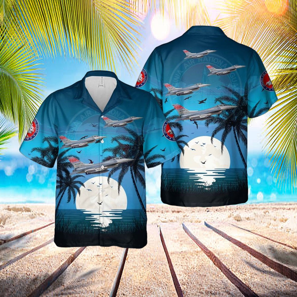 US Air Force Virginia Air National Guard 192nd Wing (192 WG) F-16C Fighting Falcon Hawaiian Shirt - Mens Hawaiian Shirt - US Air Force Gifts