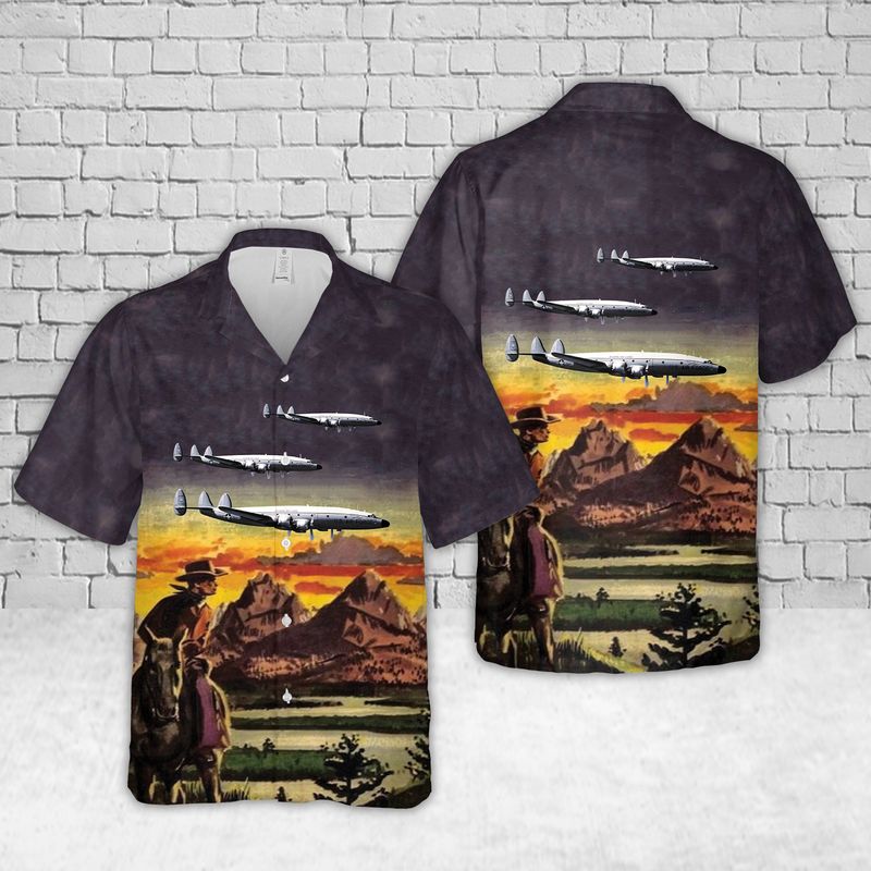 Us Air Force Wyoming Air National Guard 153d Airlift Wing Lockheed C-121g Constellation 54-4062 Hawaiian Shirt - Mens Hawaiian Shirt - US Air Force Gifts