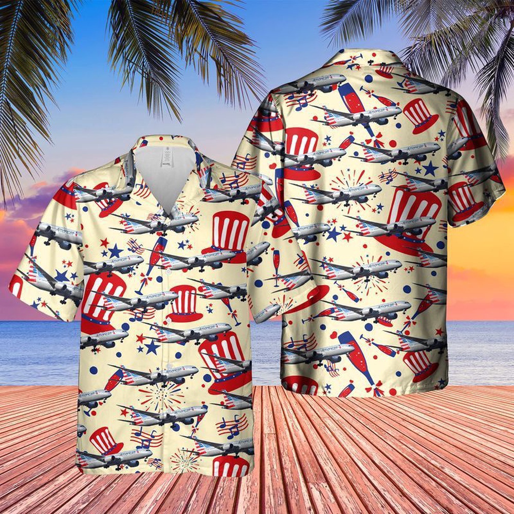 Us Airlines Boeing 787-9 Dreamliner Hawaiian Fourth Of July Shirt, 4th Of July Hawaiian Shirt, 4th Of July Shirt