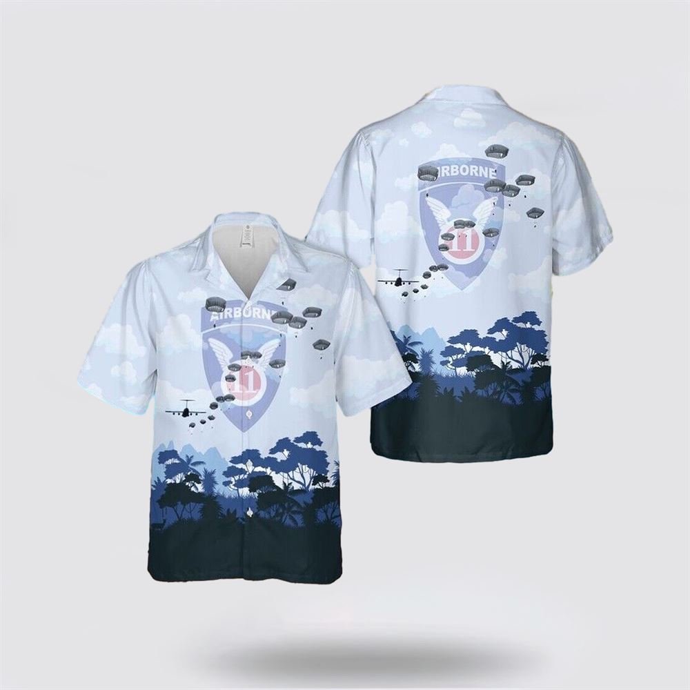 US Army 11th Airborne Division Parachute Hawaiian Shirt - Gift For Military Personnel