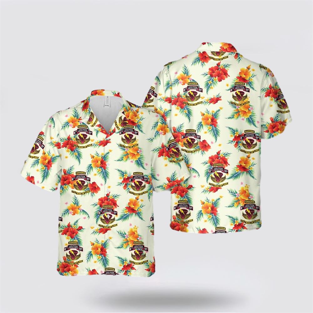 US Army 51st Infantry Regiment (Long Range Surveillance Company) Yellow Hawaiian Shirt - Gift For Military Personnel