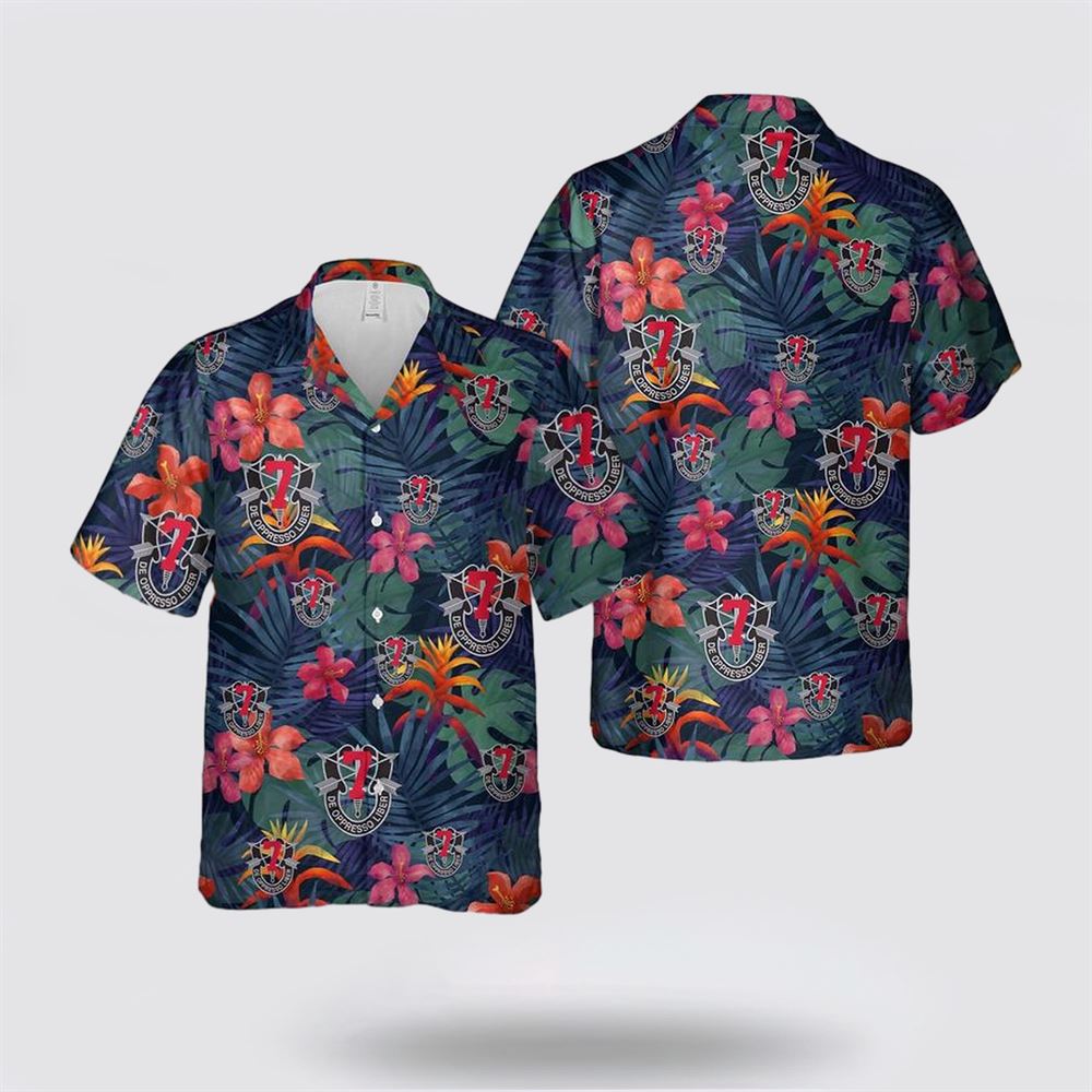 US Army 7th Special Forces Group (7th SFG) Hawaiian Shirt - Beachwear Gift For Military Personnel