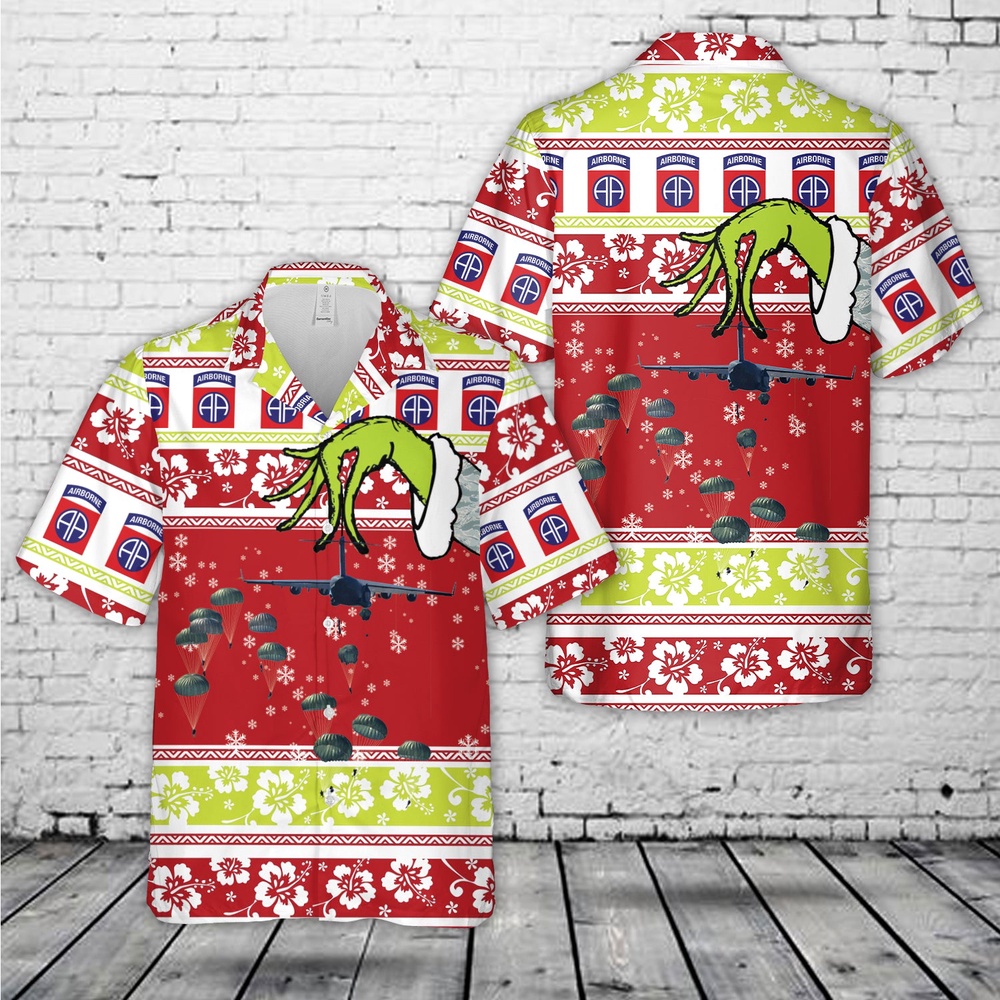 Us Army Hawaiian Shirt, US Army 82nd Airborne Division Christmas Hawaiian Shirt, Army Hawaiian Shirt