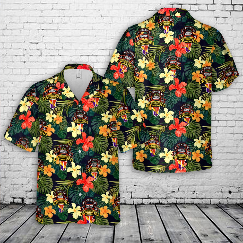 Us Army Hawaiian Shirt, US Army Company C (Airborne Ranger), 75th Infantry Hawaiian Shirt