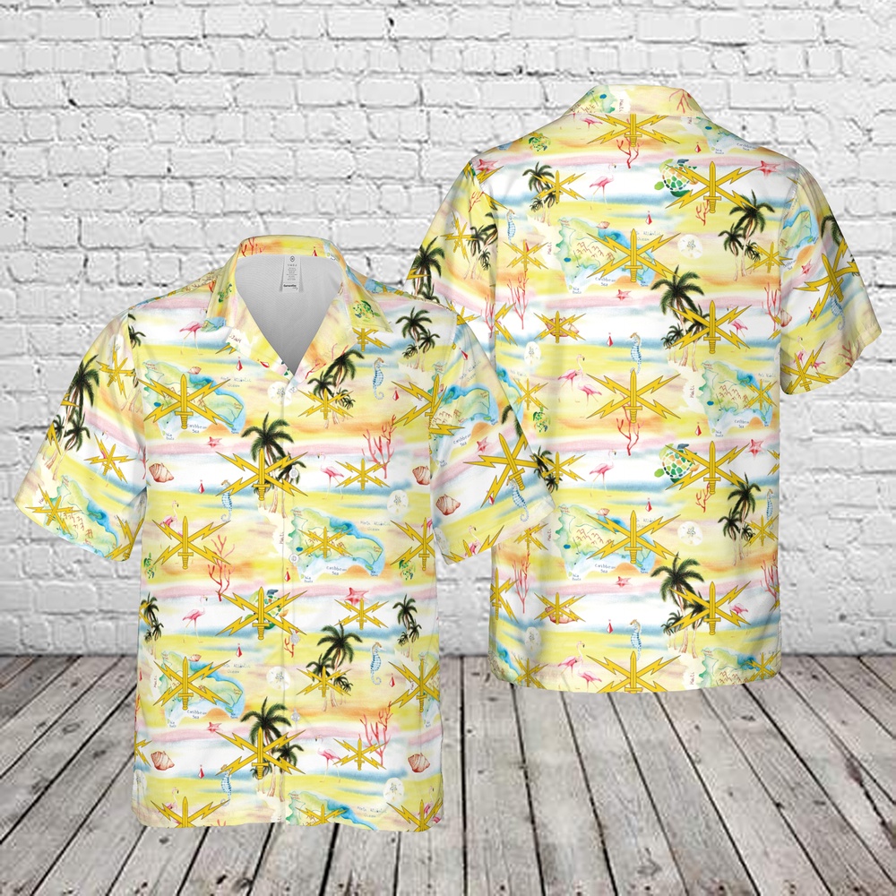 Us Army Hawaiian Shirt, US Army Cyber Corps Branch Insignia Hawaiian Shirt