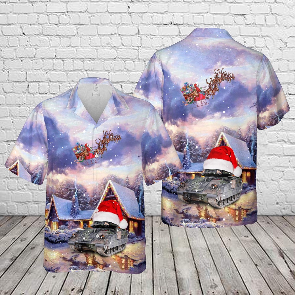 Us Army Hawaiian Shirt, US Army M3A3 Bradley Fire Support Team Vehicle Christmas Hawaiian Shirt