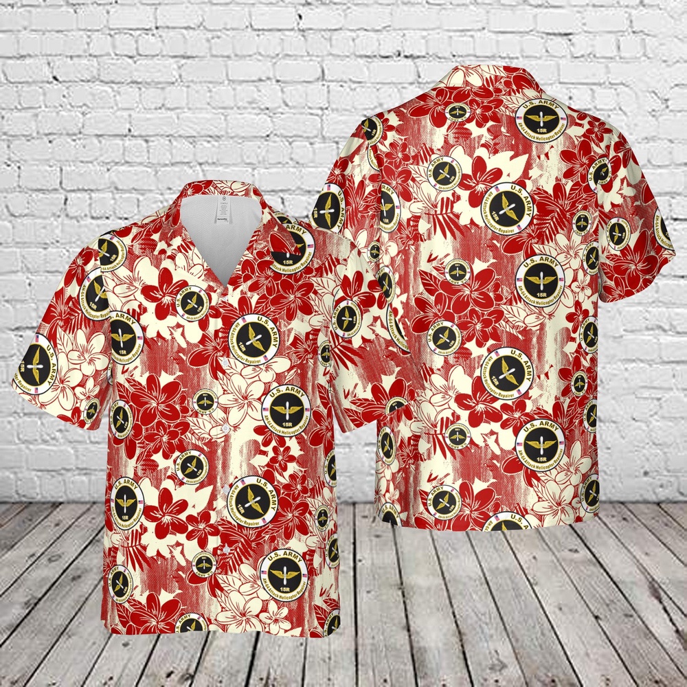 Us Army Hawaiian Shirt, US Army MOS 15R AH-64 Attack Helicopter Repairer Hawaiian Shirt