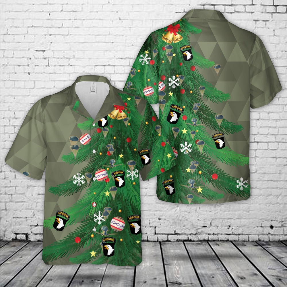Us Army Hawaiian Shirt, US Army Paratroopers With The 101st Airborne Division Parachute Christmas Hawaiian Shirt