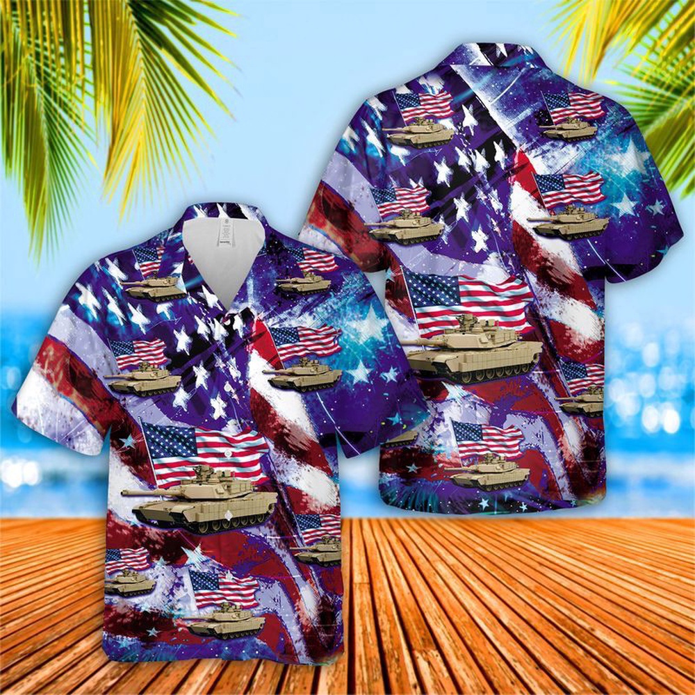 Us Army M1 Abrams Hawaiian Fourth Of July Shirt, 4th Of July Hawaiian Shirt, 4th Of July Shirt