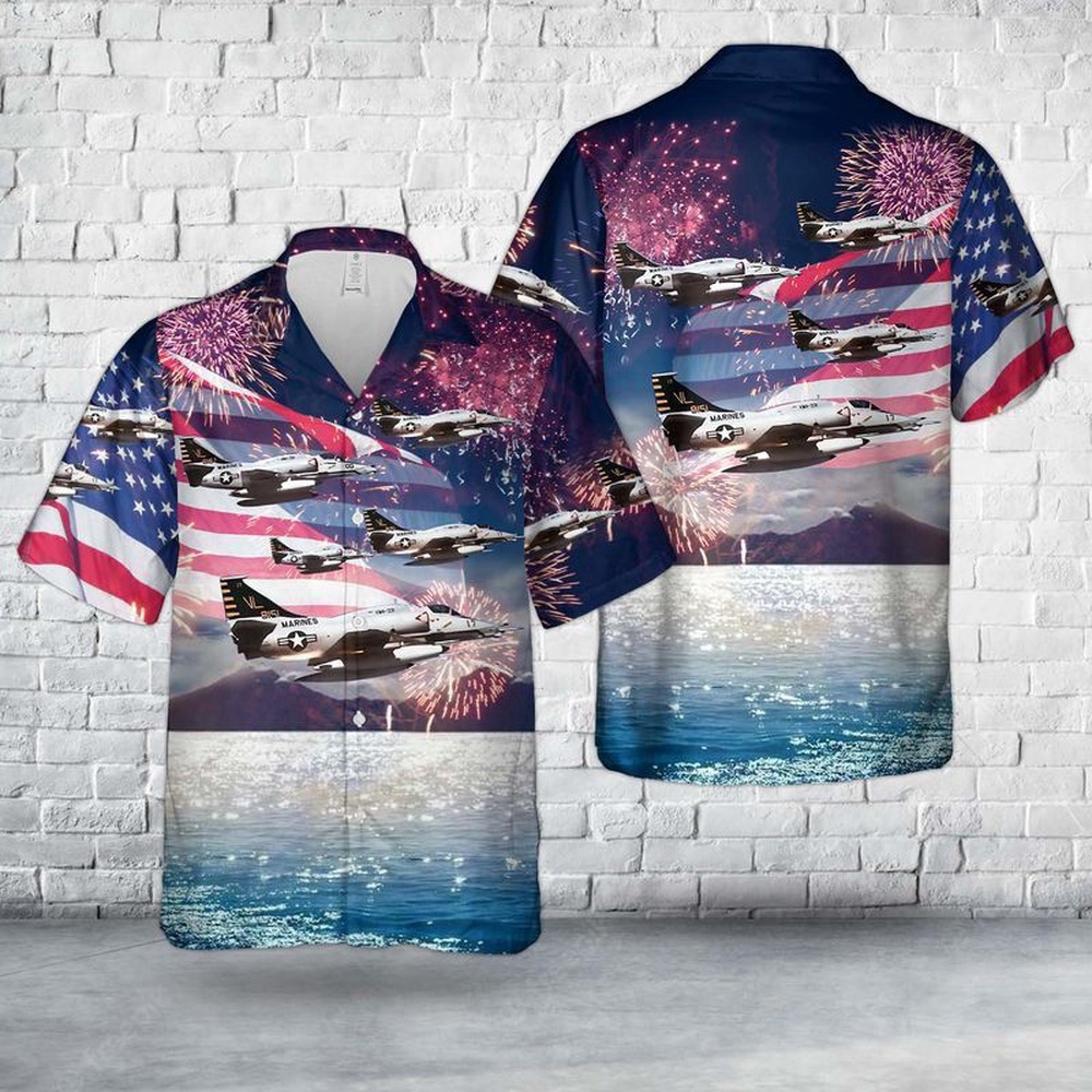 Us Marine Corps A-4M Skyhawks From Marine Squadron Vma-331 Hawaiian Shirt, 4th Of July Hawaiian Shirt, 4th Of July Shirt
