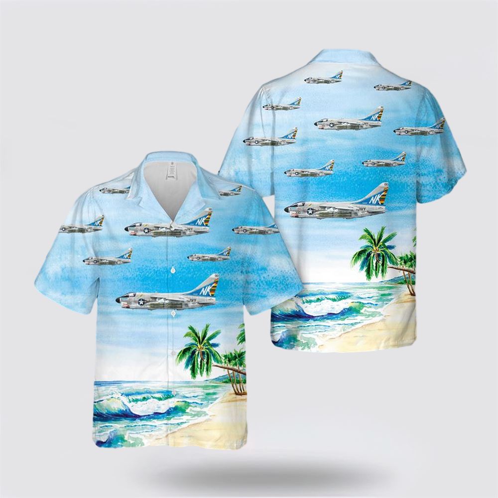 US Navy A7E Corsair II Of VA-97 Hawaiian Shirt - Gifts For Military Personnel