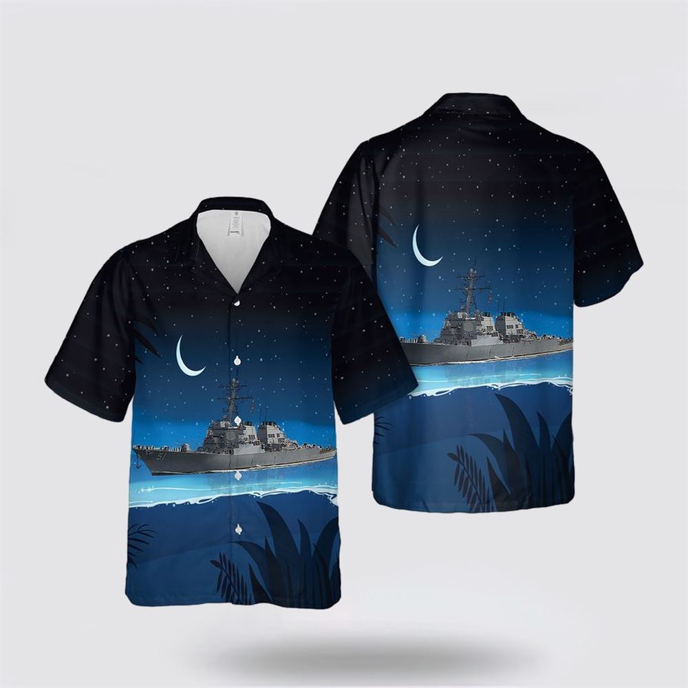 US Navy Arleigh Burke-Class (DDG 51) Destroyer Hawaiian Shirt - Gifts For Navy Soldiers