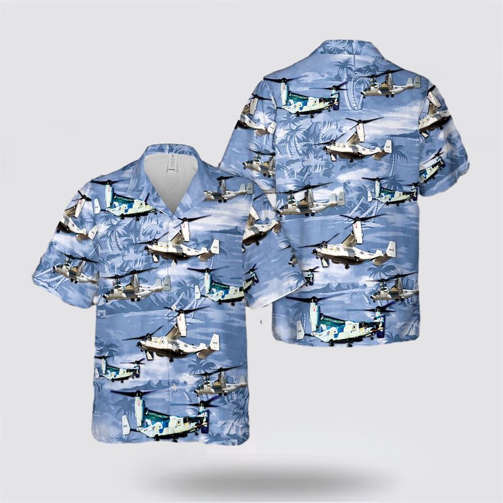 US Navy Bell Boeing CMV-22B Osprey Hawaiian Shirt - Beachwear Gifts For Navy Soldiers