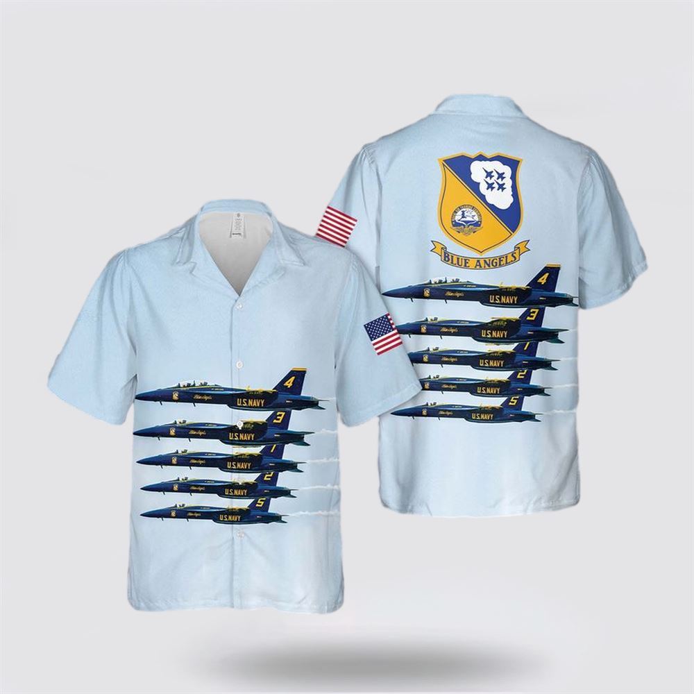 US Navy Blue Angels Hawaiian Shirt - Gifts For Navy Military Personnel