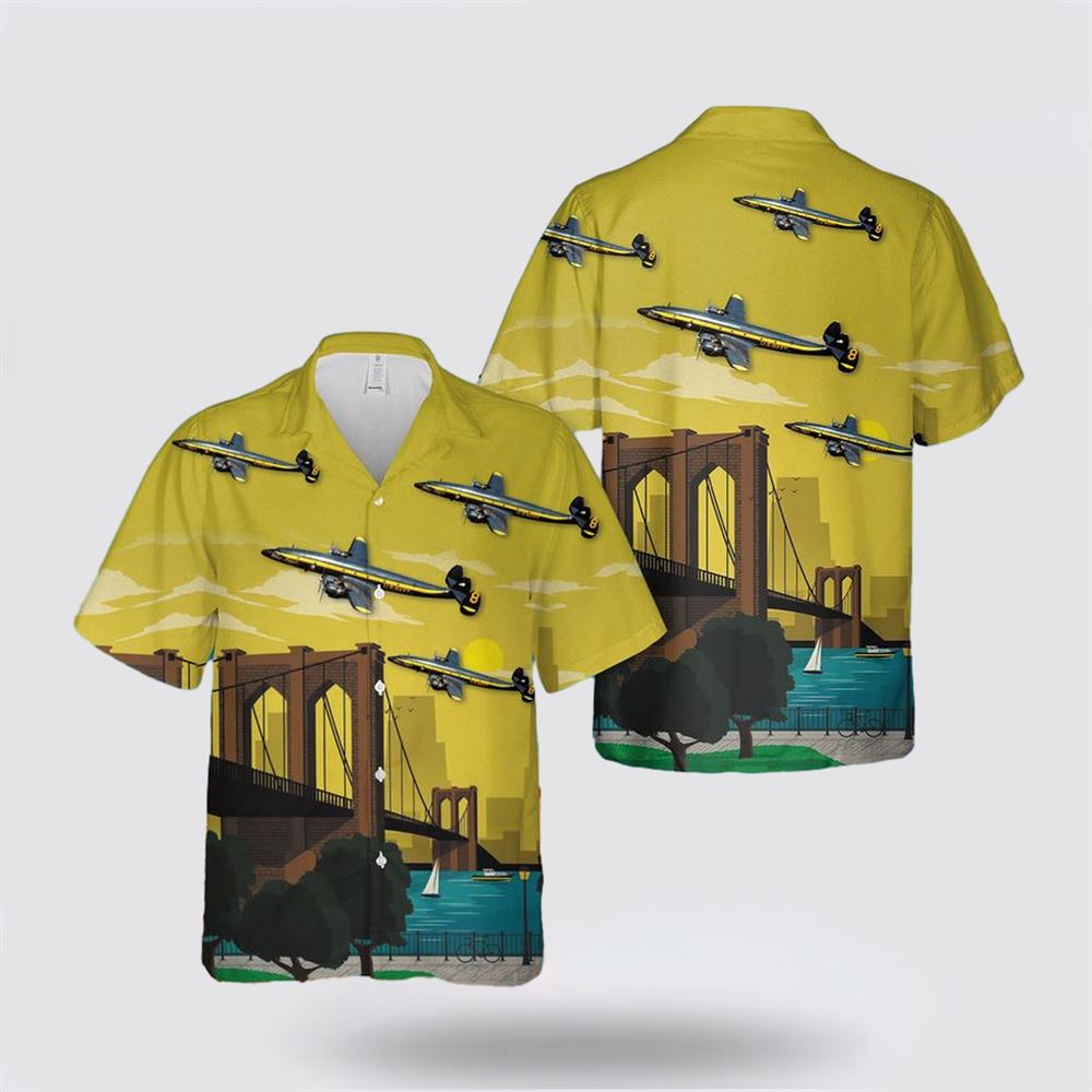 US Navy Blue Angels Lockheed C-121 Hawaiian Shirt - Beach Clothes For Military Personnel