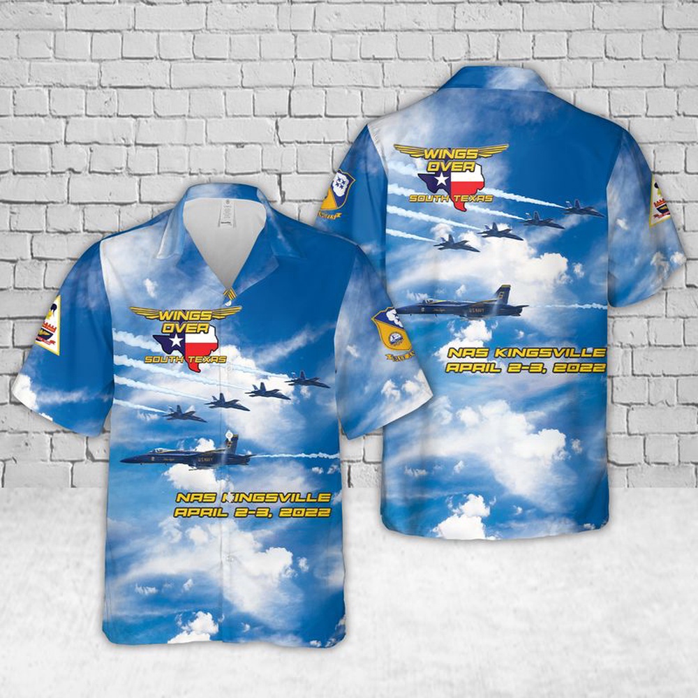 US Navy Blue Angels Wings Over South Texas Air Show Hawaiian Shirt, Texas Hawaii Shirt, Texas Shirt