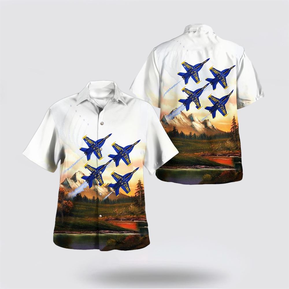 US Navy Blue Angles Hawaiian Shirt - Beachwear Gift For Military Personnel