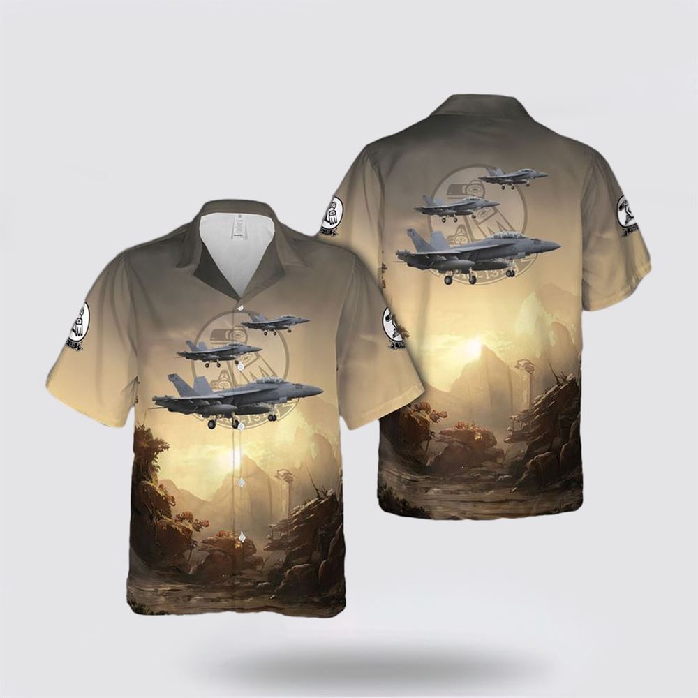 US Navy Boeing EA-18G Growler Of VAQ-137 Rooks Hawaiian Shirt - Gift For Military Personnel
