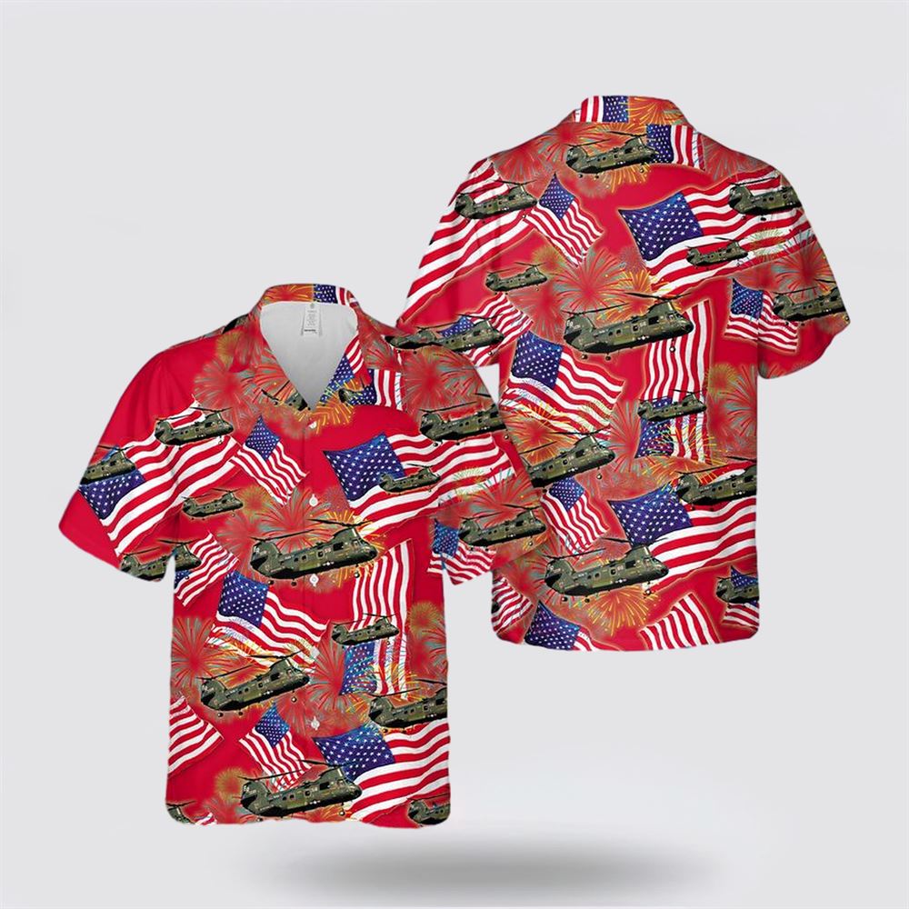 US Navy Boeing Vertol CH-46 Sea Knight 4th Of July Hawaiian Shirt - Beach Clothes For Military Personnel