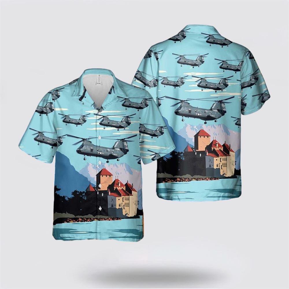 US Navy Boeing Vertol CH-46 Sea Knight Hawaiian Shirt - Gifts For Military Personnel
