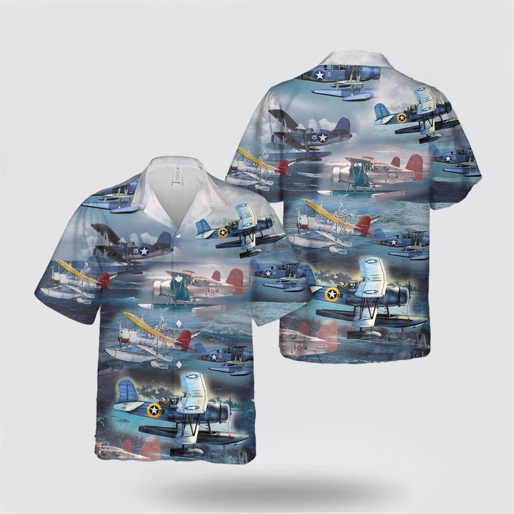 US Navy Curtiss SOC Seagull Hawaiian Shirt - Beach Clothes For Military Personnel