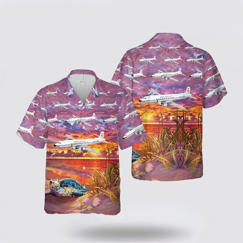 US Navy Douglas C-118 Liftmaster Of VR-21 Hawaiian Shirt - Gifts For Navy Soldiers