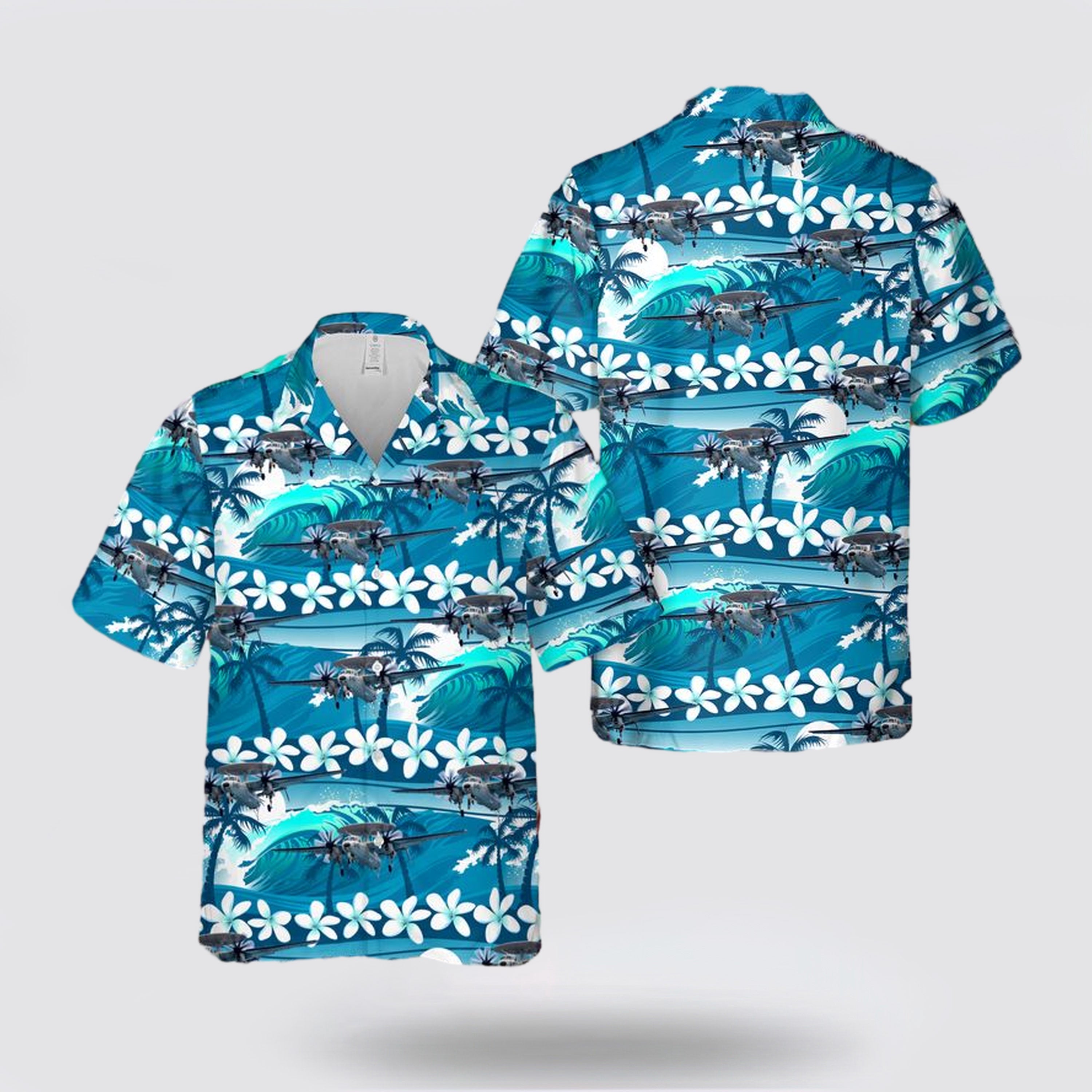 US Navy E-2 Hawkeye Airborne Command and Control Aircraft Hawaiian Shirt - Hawaiian Shirt Gifts For Navy Soldiers