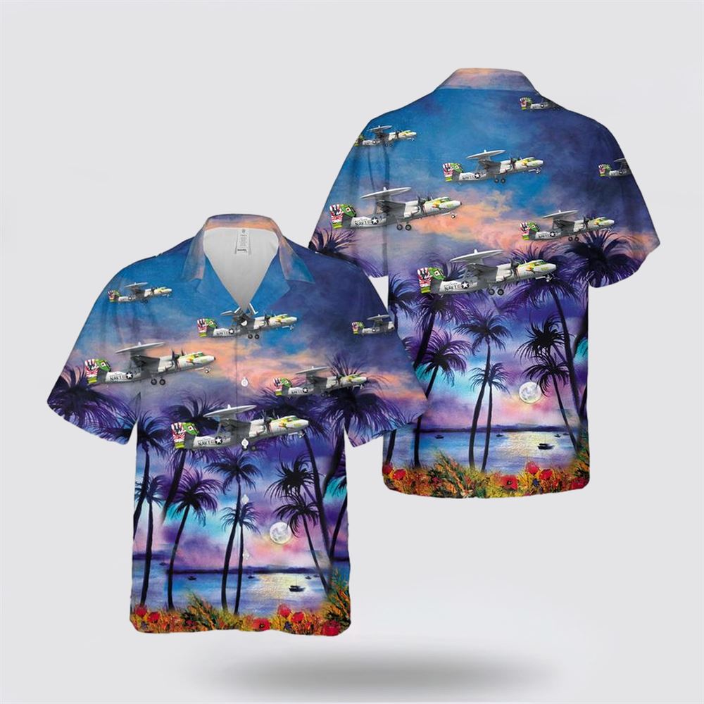 US Navy E-2C Hawkeye VAW-115 Liberty Bells Hawaiian Shirt - Beach Clothes For Military Personnel