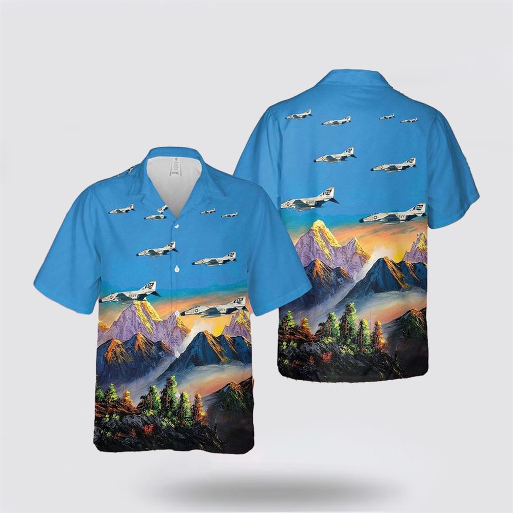 US Navy F-4Bs of VF-84 Jolly Rogers Hawaiian Shirt - Hawaiian Shirt Gift For Military Personnel