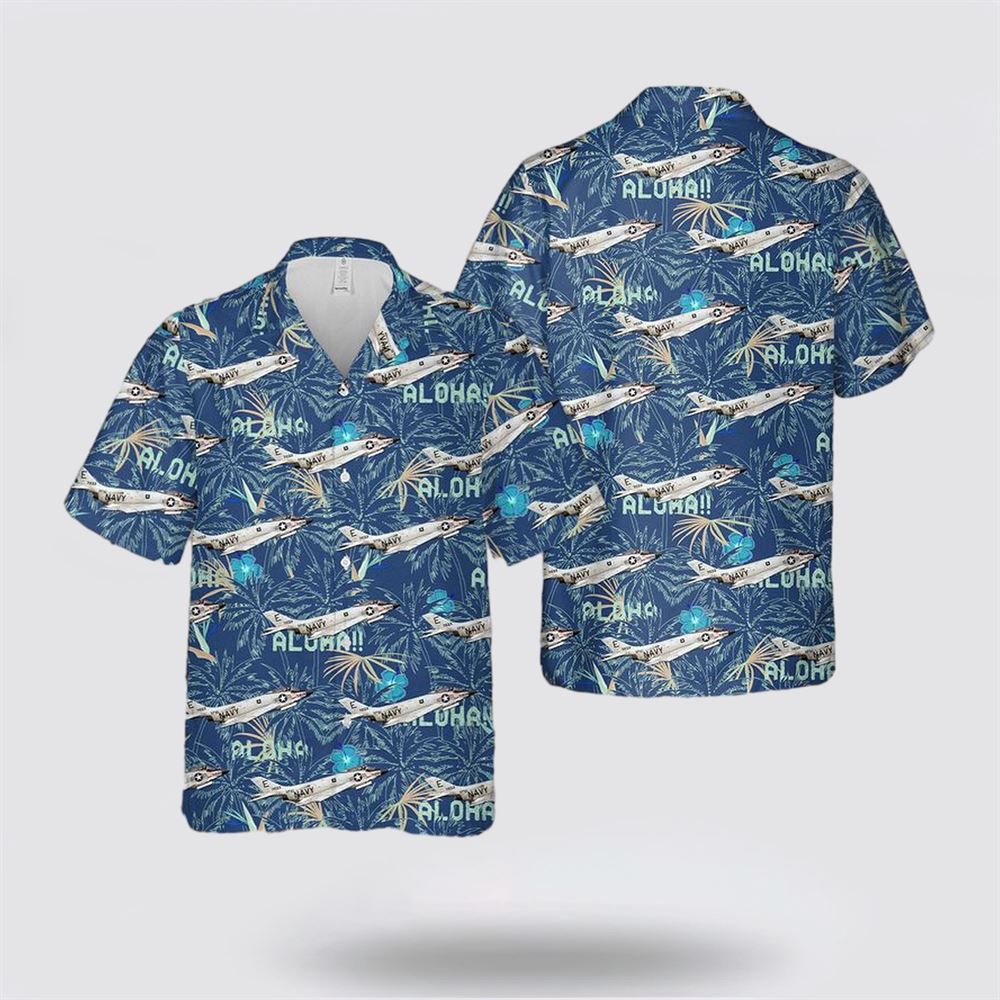US Navy F3H-2M Of VF-61 Jolly Rogers Hawaiian Shirt - Beachwear Gift For Military Personnel