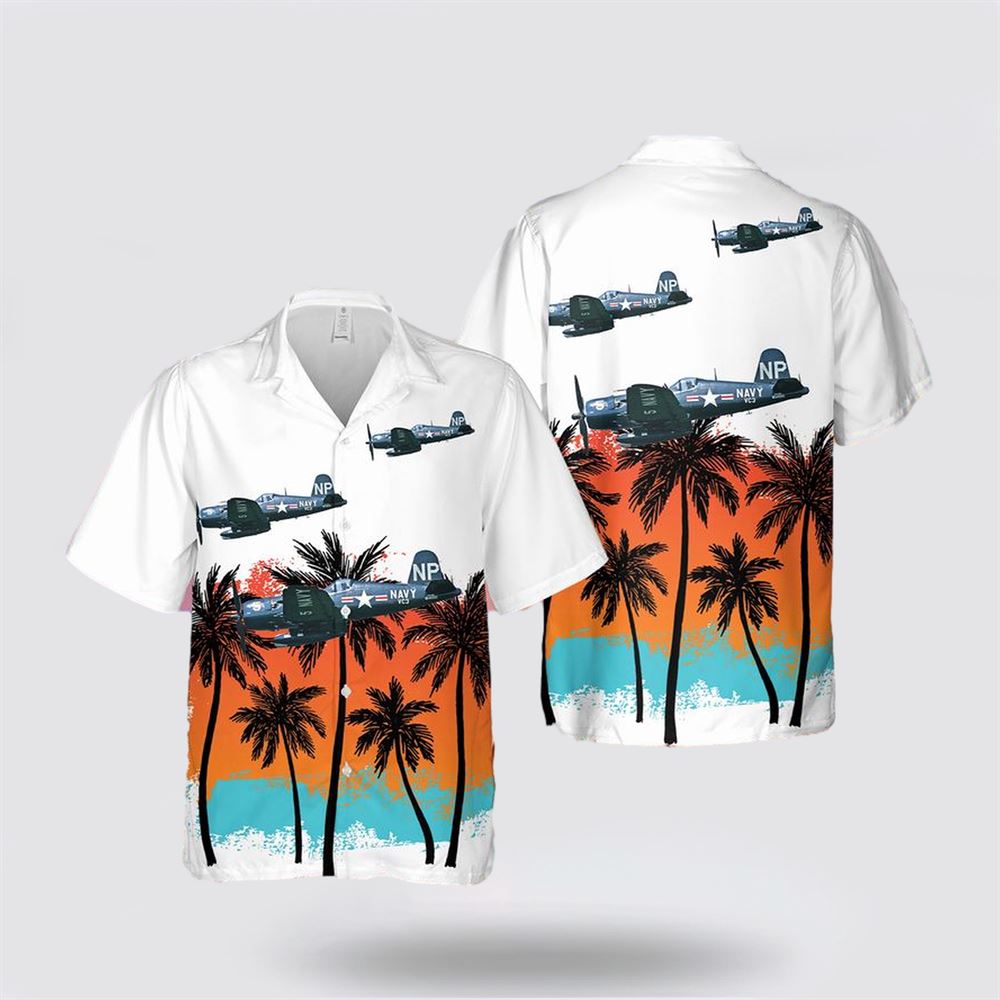 US Navy F4U-5NL Corsair Hawaiian Shirt - Beachwear Gifts For Navy Soldiers