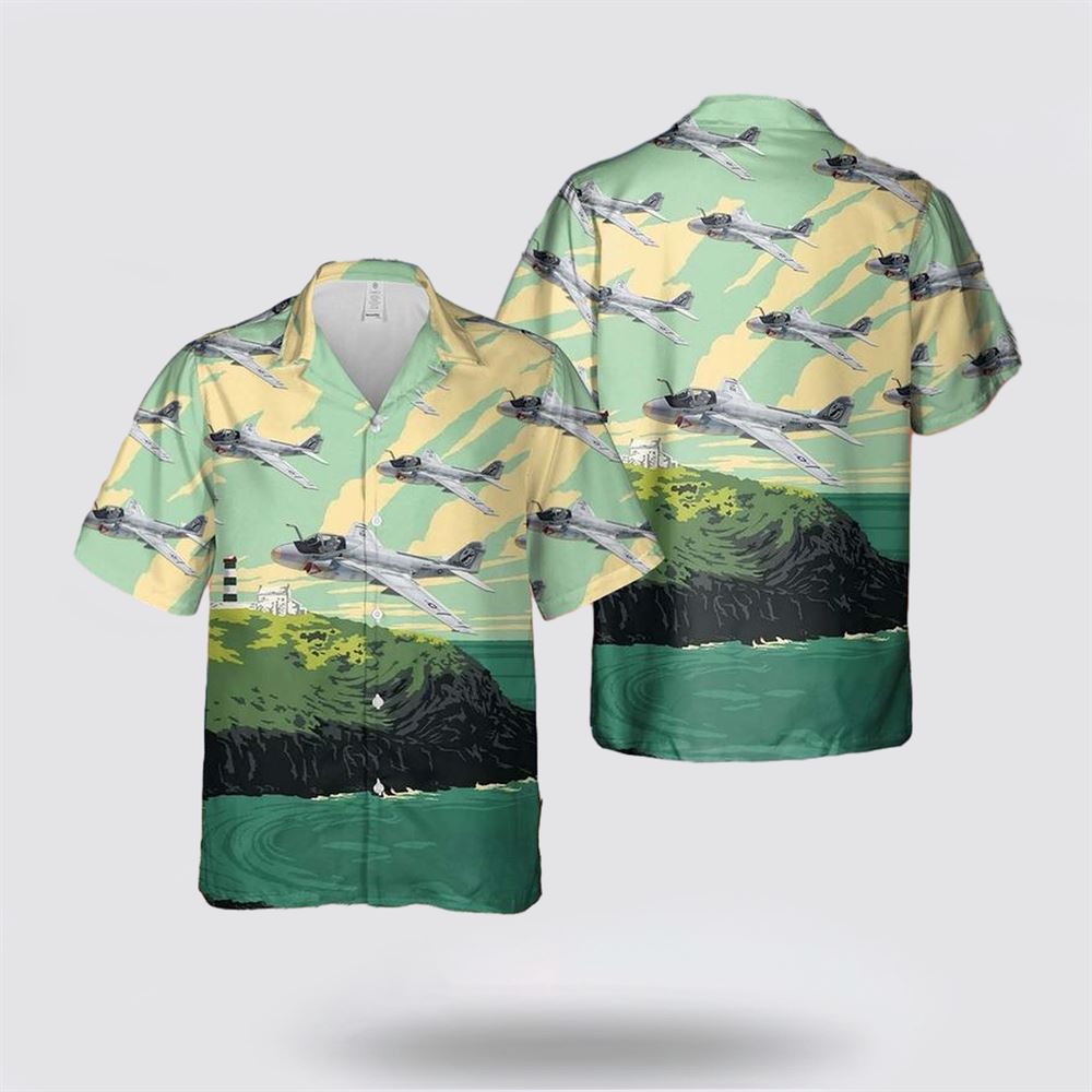 US Navy Grumman A-6E Intruder Hawaiian Shirt - Beach Clothes For Military Personnel