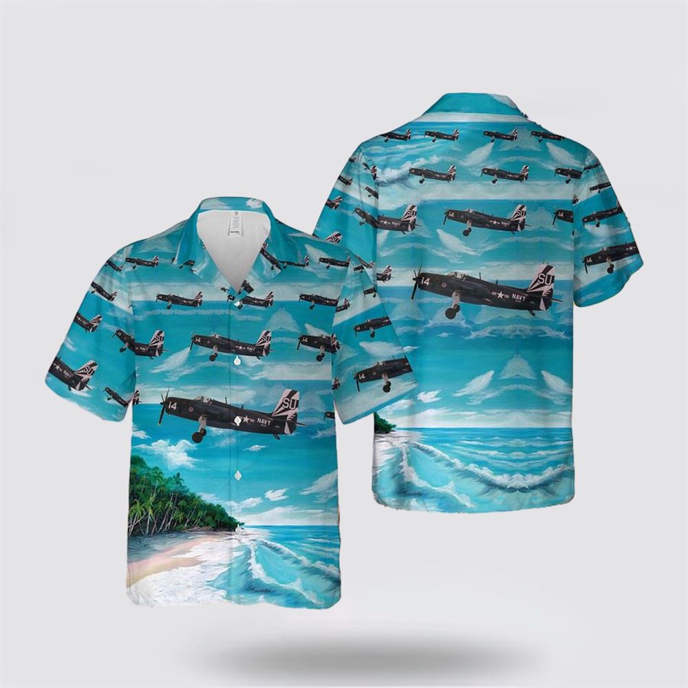 US Navy Grumman AF-2 Guardian Of VS-37 Hawaiian Shirt - Hawaiian Shirt Gifts For Navy Soldiers