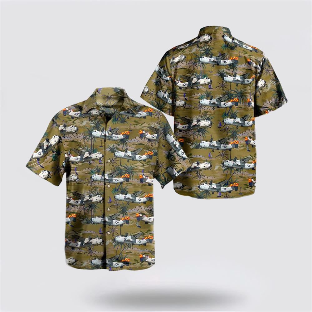 US Navy Grumman C-2A Greyhound (G-123) of VRC-40 Rawhides Hawaiian Shirt - Beach Clothes Gifts For Navy Soldiers