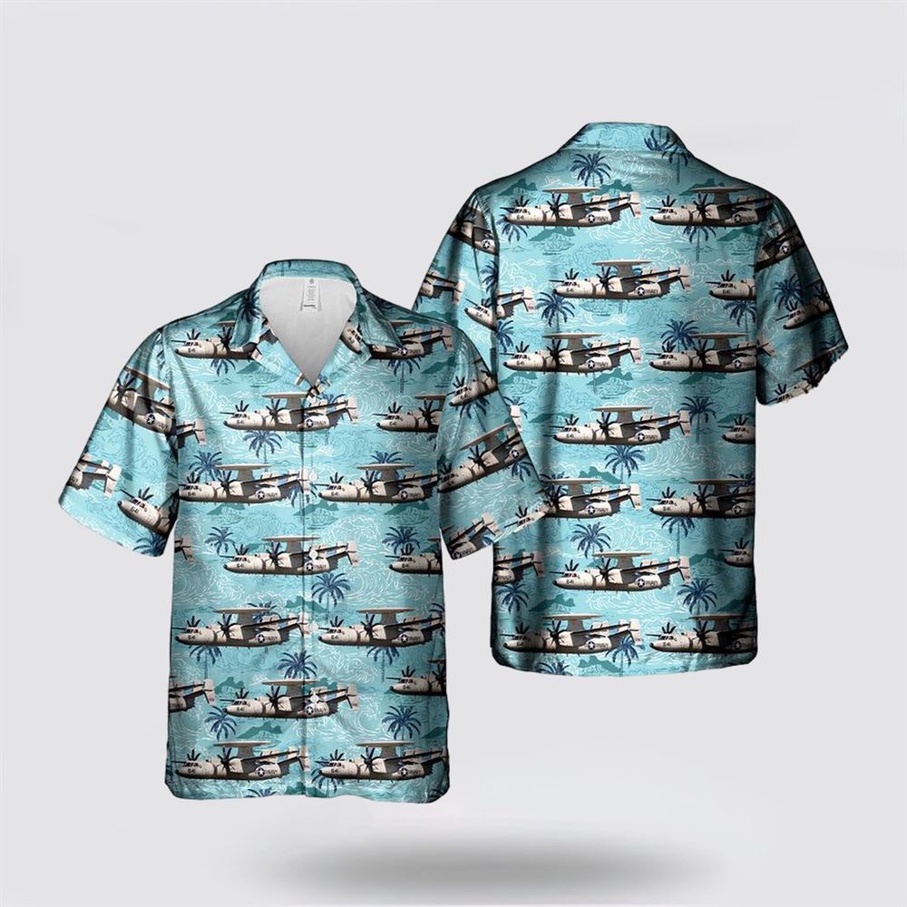 US Navy Grumman E-2C Hawkeye 2000 Hawaiian Shirt - Gifts For Military Personnel