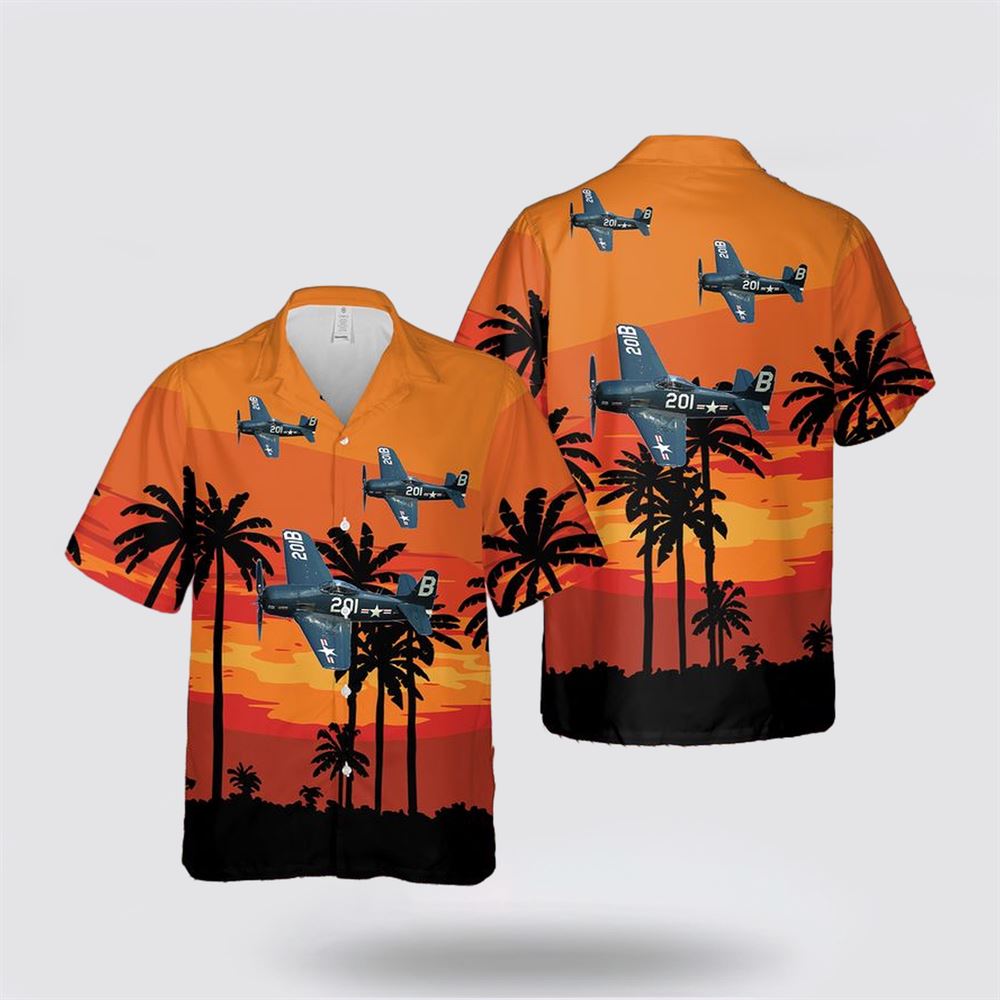 US Navy Grumman F8F Bearcat Hawaiian Shirt - Hawaiian Shirt Gifts For Navy Soldiers