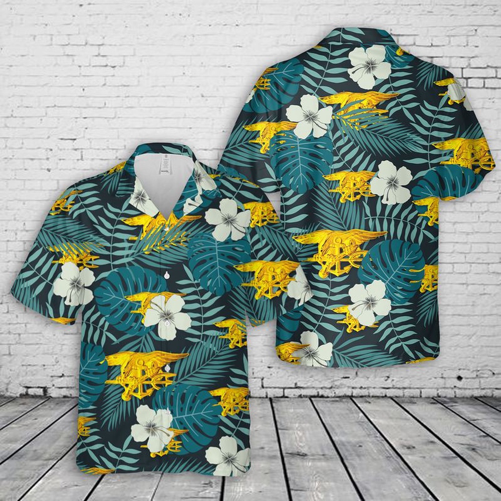Us Navy Hawaiian Shirt, Navy Special Warfare insignia Hawaiian Shirt, Military Aloha Shirt