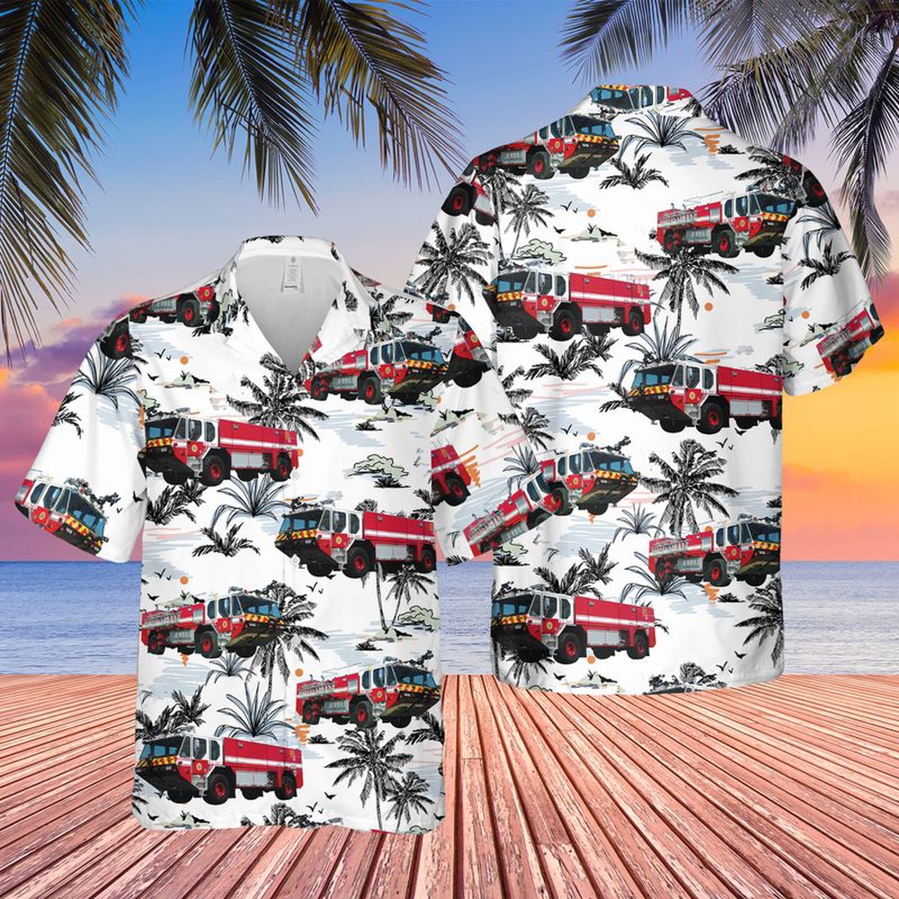 Us Navy Hawaiian Shirt, US Navy Aircraft Rescue Fire Fighting (ARFF) E-ONE Hawaiian Shirt, Military Aloha Shirt