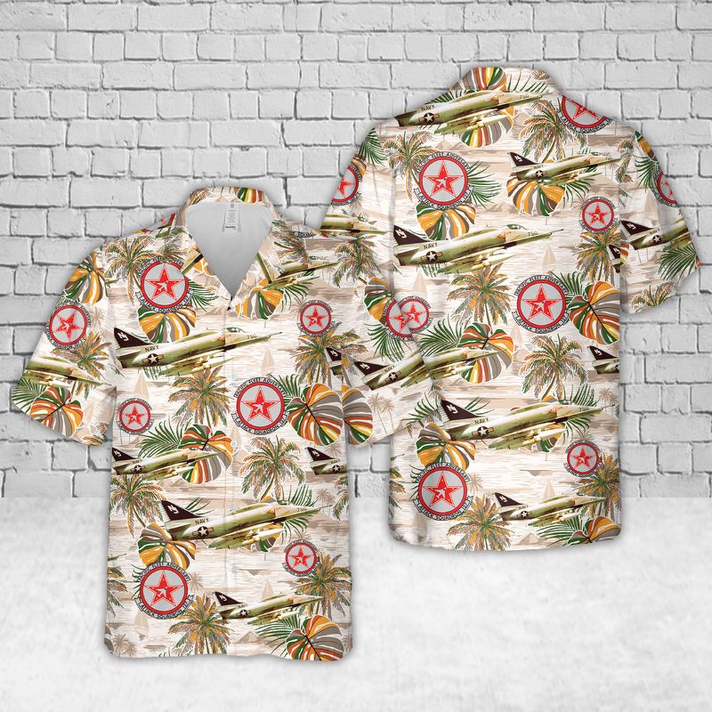 Us Navy Hawaiian Shirt, US Navy Attack Squadron 127 (VA-127) Royal Blues A-4F Skyhawk Hawaiian Shirt, Military Aloha Shirt