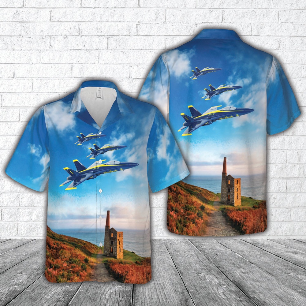Us Navy Hawaiian Shirt, US Navy Blue Angels #1 FA-18C Hawaiian Shirt, Military Aloha Shirt