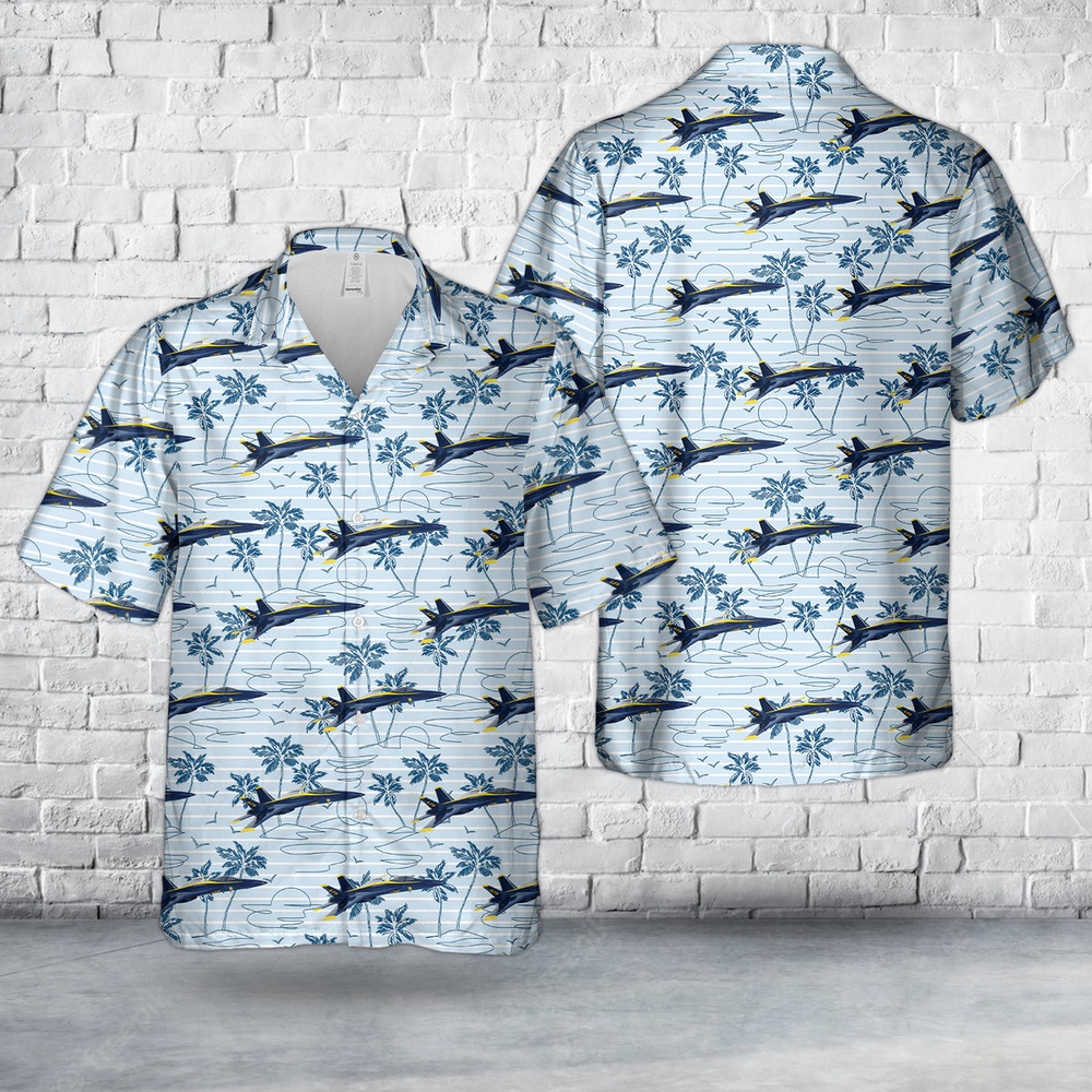 Us Navy Hawaiian Shirt, US Navy Blue Angels #5 FA-18E Hawaiian Shirt, Military Aloha Shirt