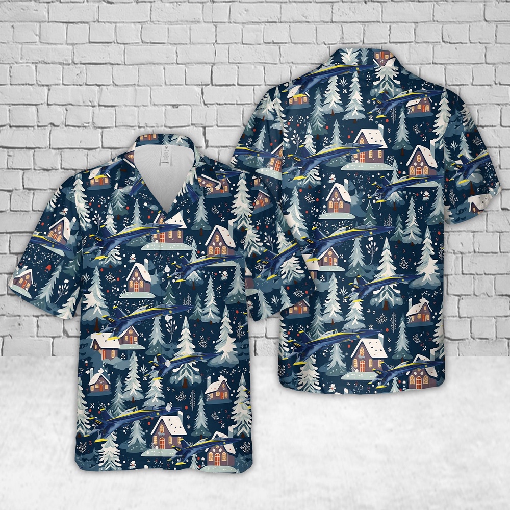 Us Navy Hawaiian Shirt, US Navy Blue Angels #6 FA-18E Christmas Hawaiian Shirt, Military Aloha Shirt
