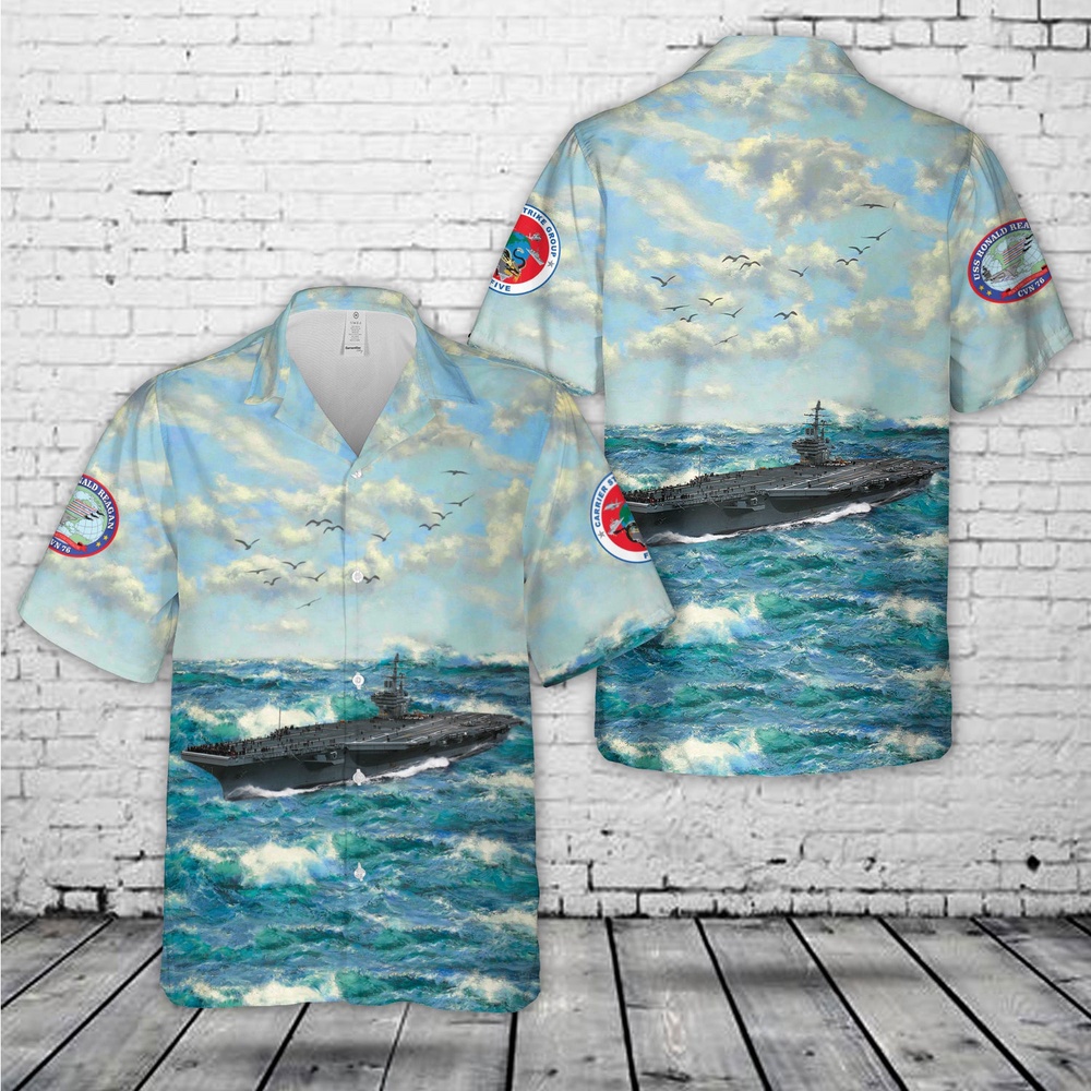 Us Navy Hawaiian Shirt, US Navy Carrier Strike Group 5 (CARSTRKGRU 5) USS Ronald Reagan (CVN-76) Hawaiian Shirt