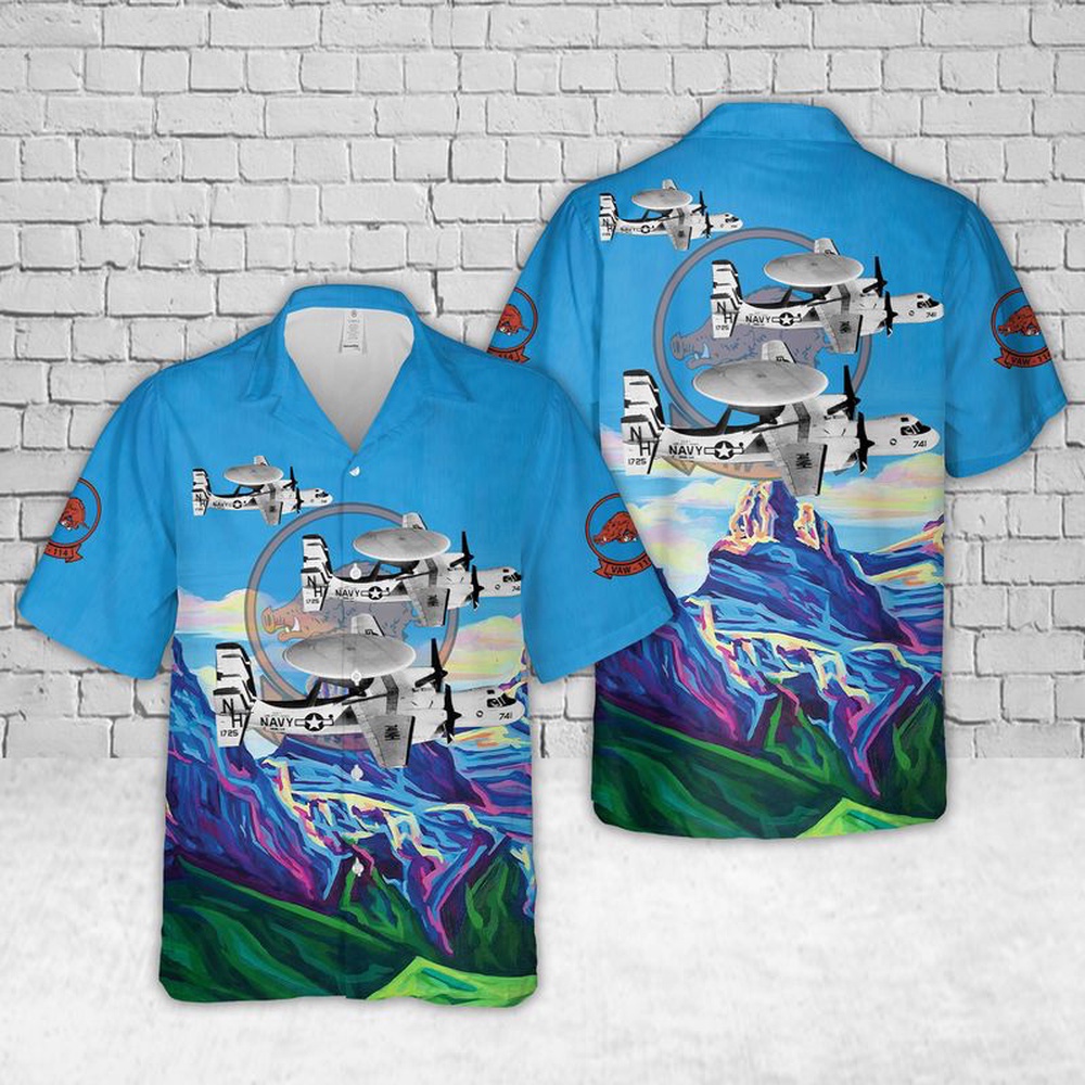 Us Navy Hawaiian Shirt, US Navy E-2A Hawkeye Of VAW-114 Hormel Hawgs USS Kitty Hawk CVA-63 Hawaiian Shirt