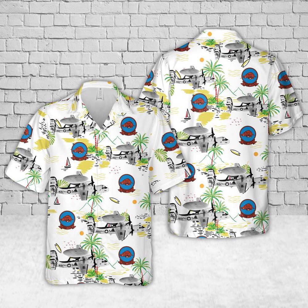 Us Navy Hawaiian Shirt, US Navy E-2A Hawkeye Of VAW-114 Hormel Hawgs USS Kitty Hawk CVA-63 Hawaiian Shirts