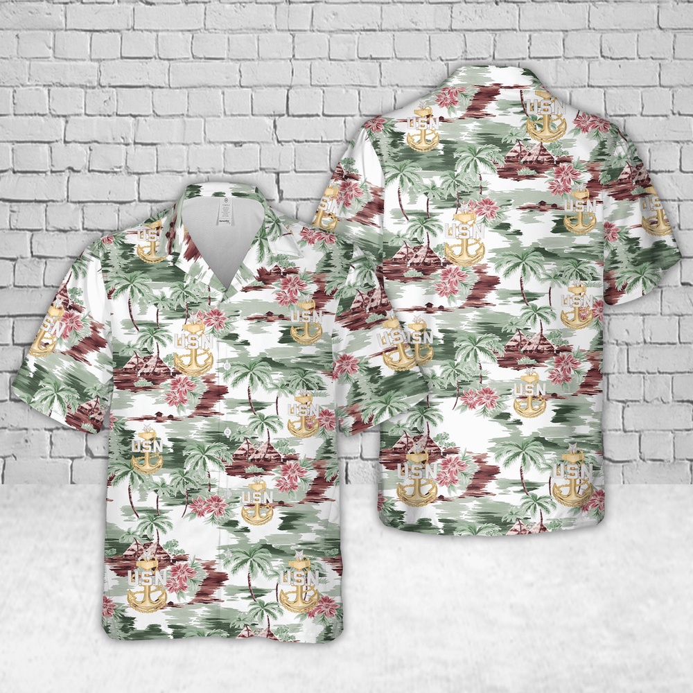 Us Navy Hawaiian Shirt, US Navy E-8 Senior Chief Petty Officer Hawaiian Shirt, Military Aloha Shirt