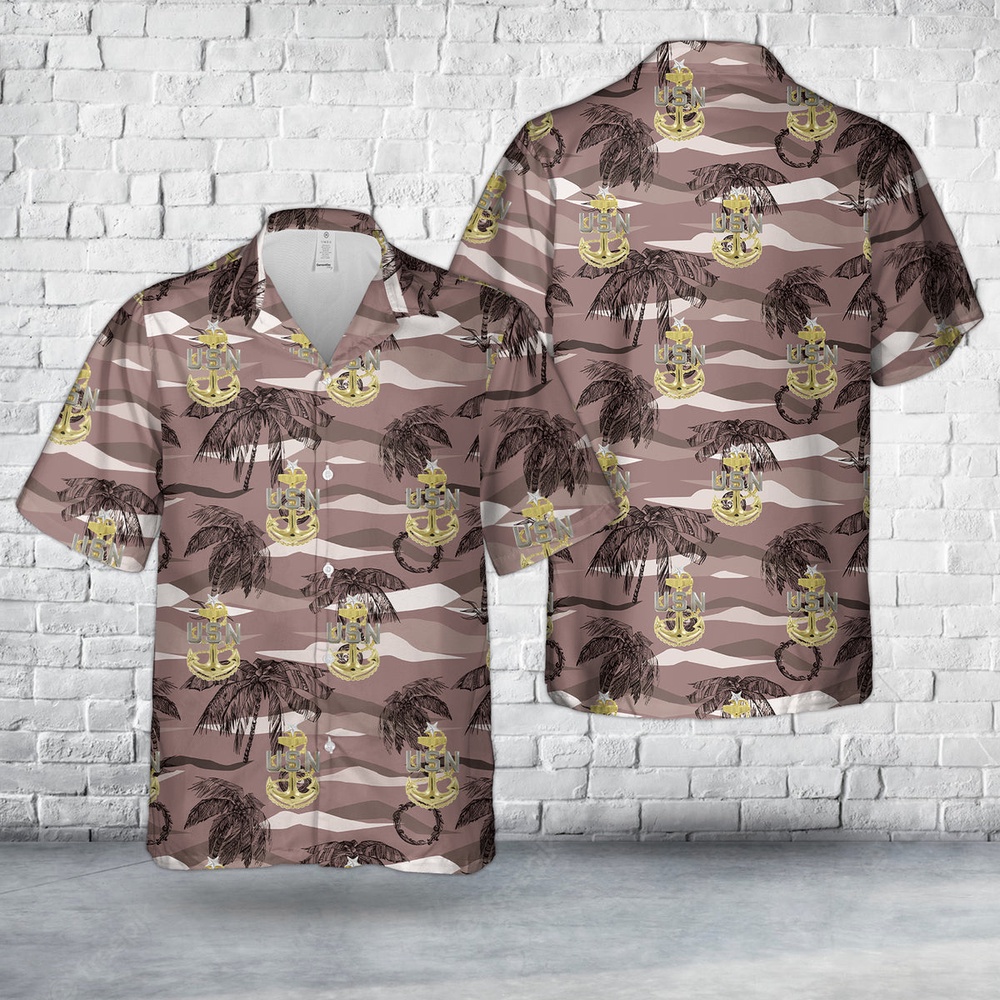 Us Navy Hawaiian Shirt, US Navy E-8 Senior Chief Petty Officers Anchor Hawaiian Shirt, Military Aloha Shirt