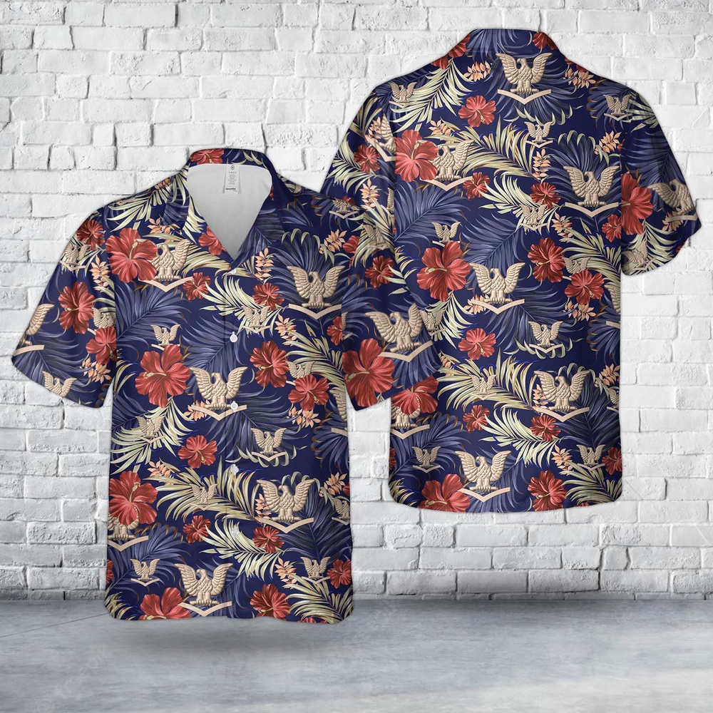 Us Navy Hawaiian Shirt, US Navy E4-Petty Officer 3rd Class Hawaiian Shirt, Military Aloha Shirt