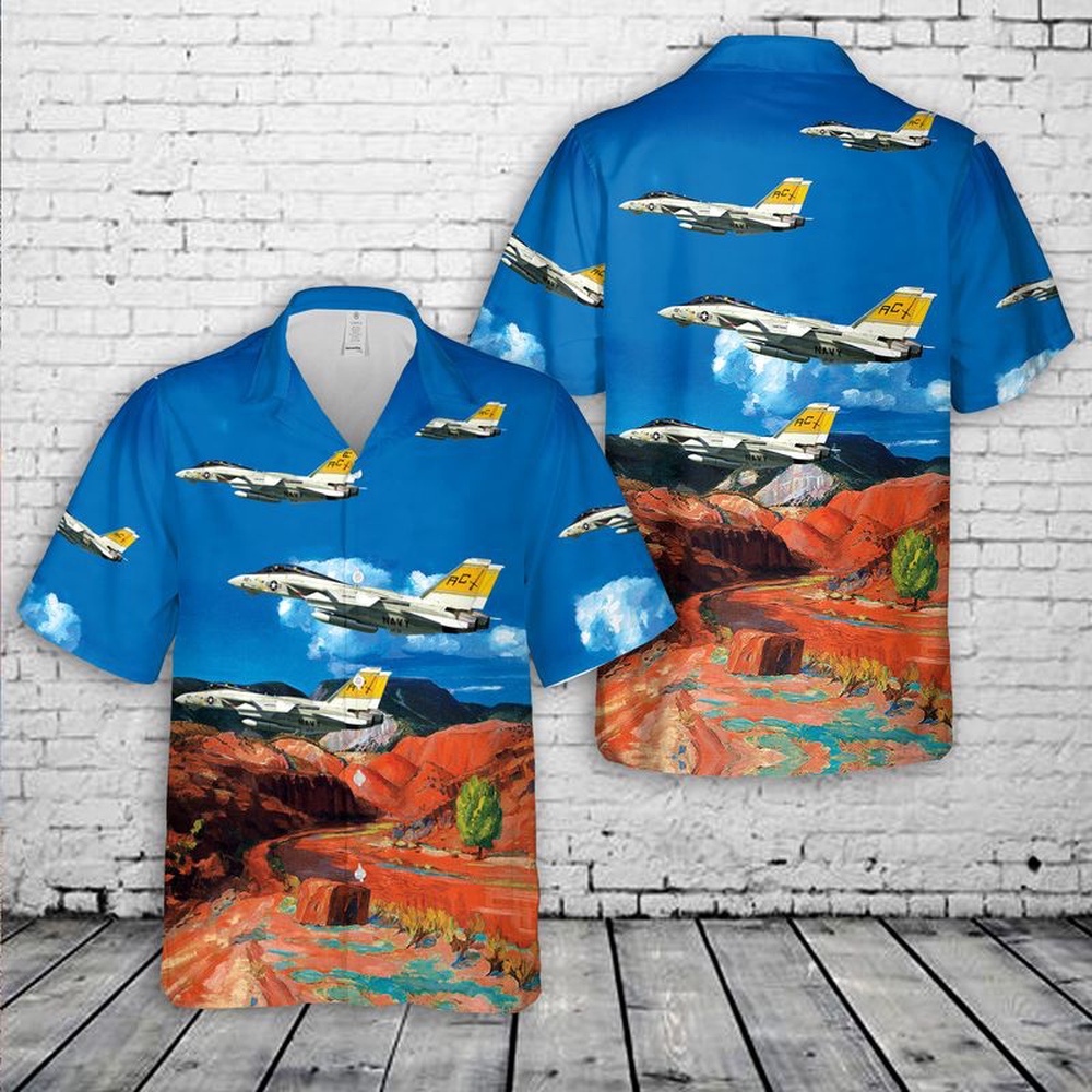 Us Navy Hawaiian Shirt, US Navy F-14B Tomcat VF-32 Swordsmen Hawaiian Shirt, Military Aloha Shirt