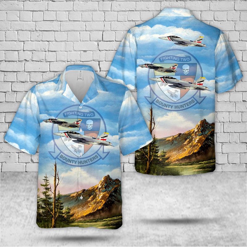 Us Navy Hawaiian Shirt, US Navy F-14D Tomcat Of VF-2 Bounty Hunters Hawaiian Shirt, Military Aloha Shirt